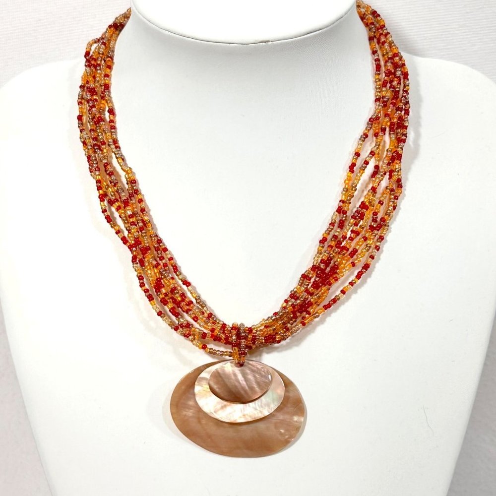 Coldwater Creek Abalone Shell & Seed Bead Necklace